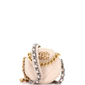 19 Round Clutch with Chain Quilted Leather