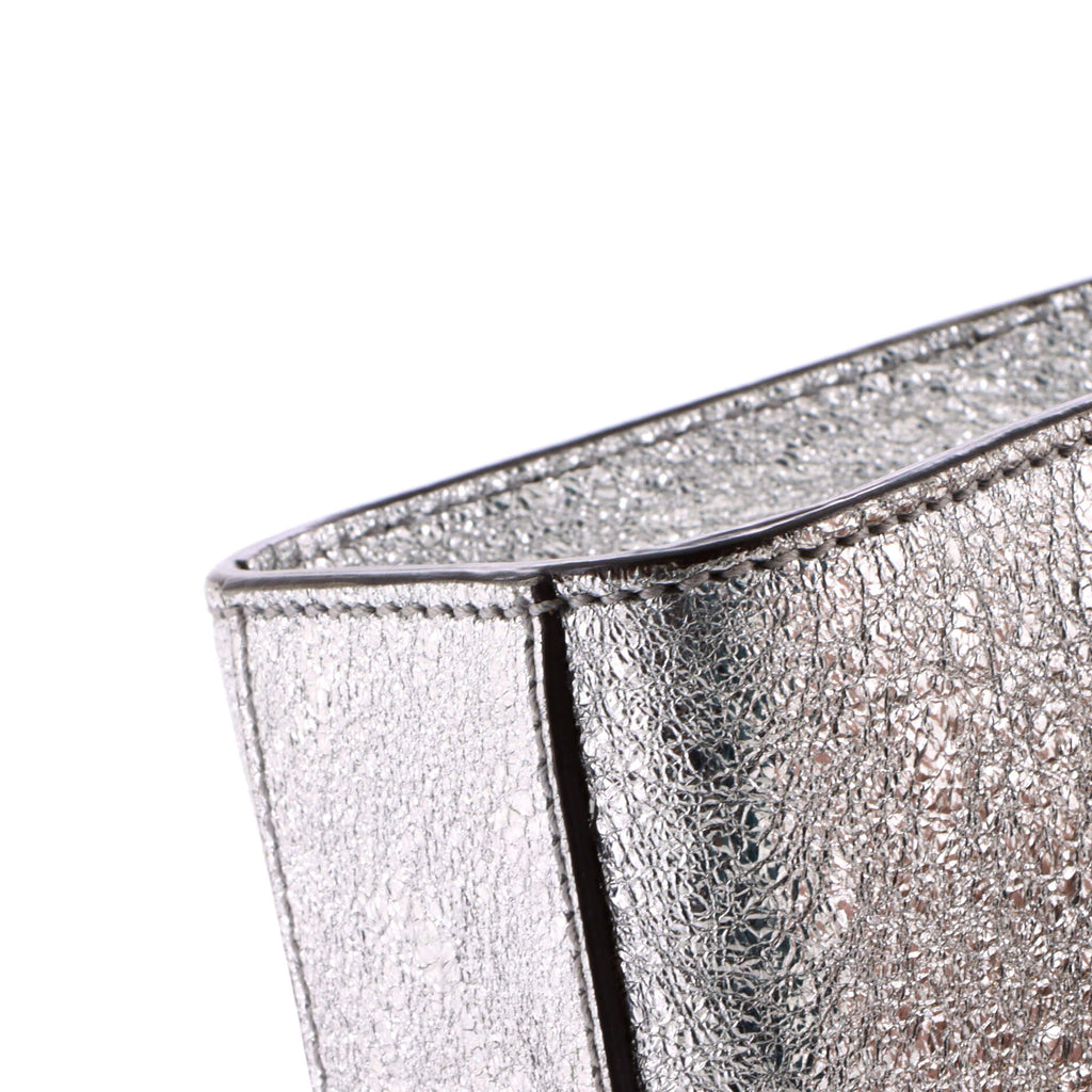 Padlock Shoulder Bag Textured Metallic Leather Small