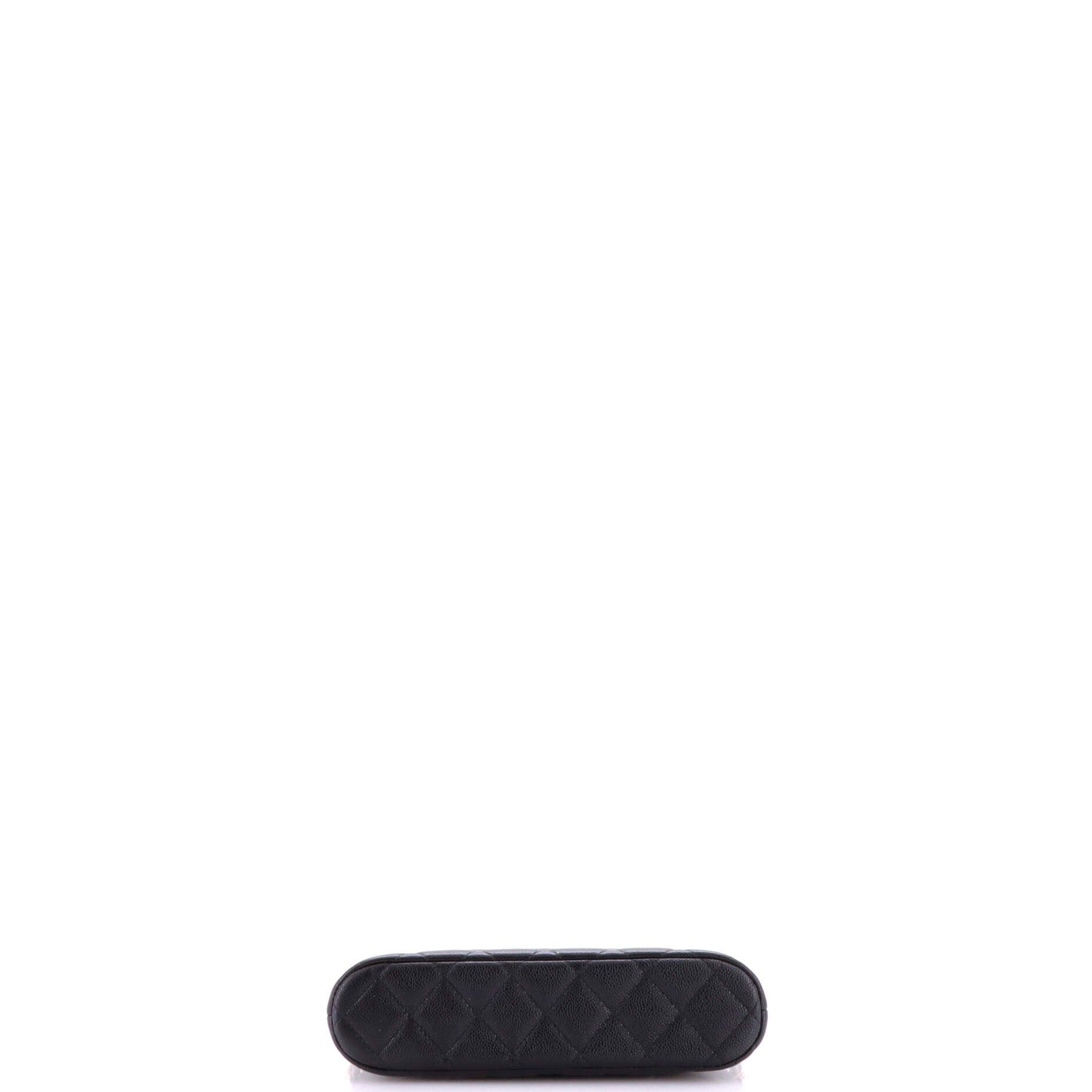 CC Dome Zip Clutch with Chain Quilted Caviar Small