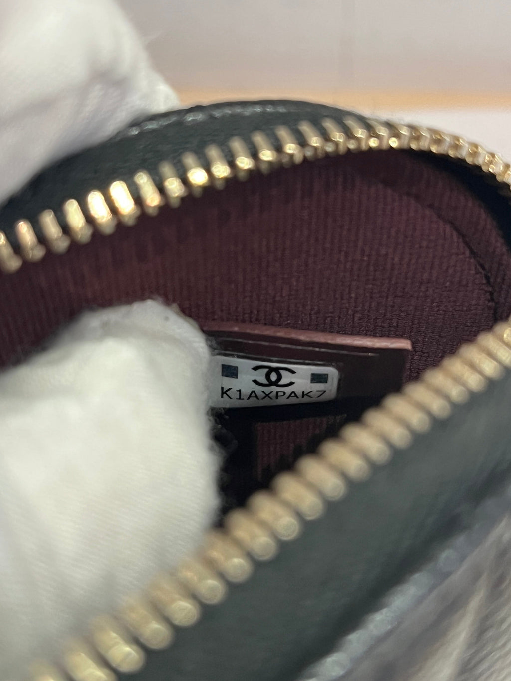 CC Dome Zip Clutch with Chain Quilted Caviar Small
