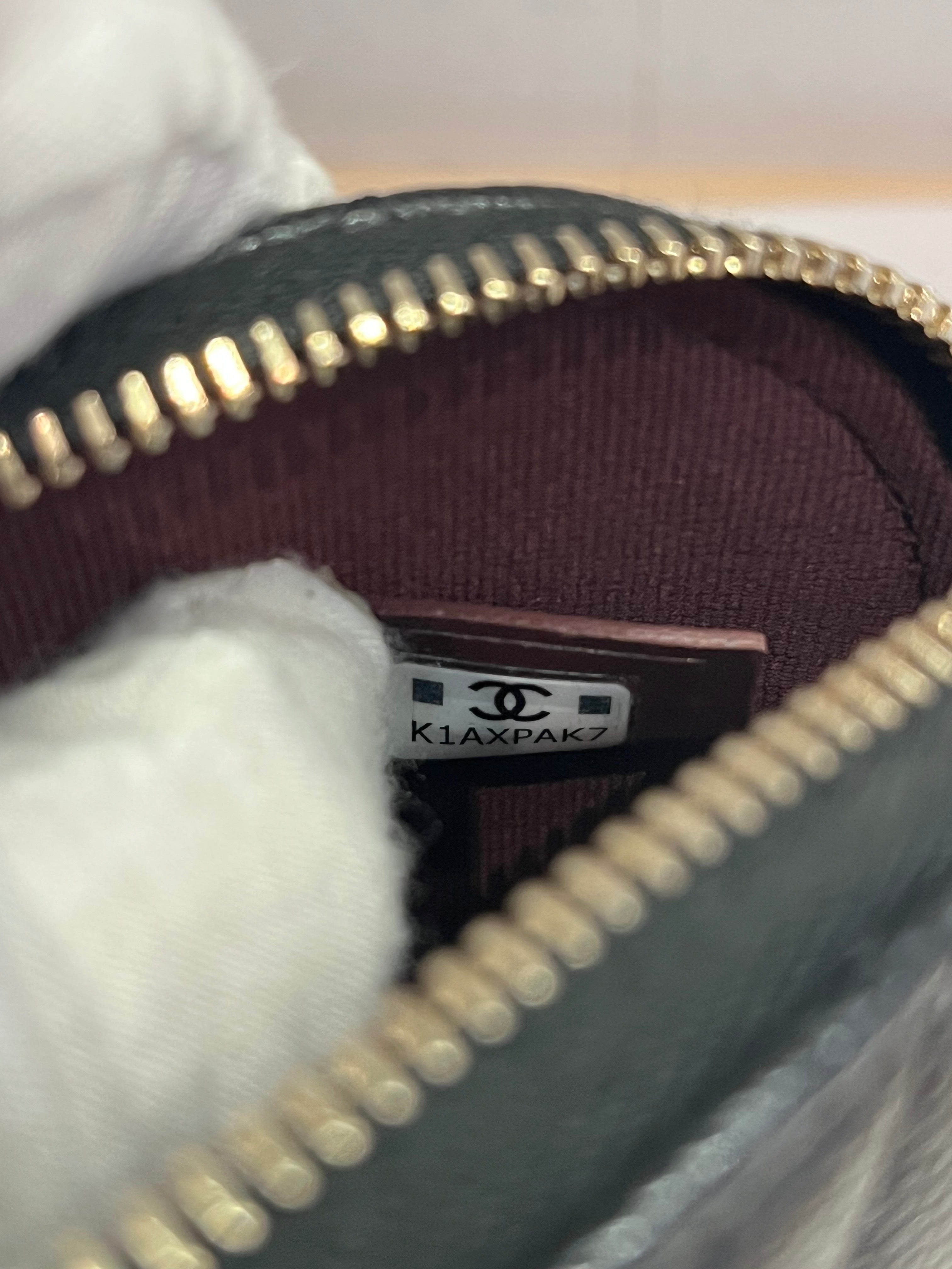 CC Dome Zip Clutch with Chain Quilted Caviar Small