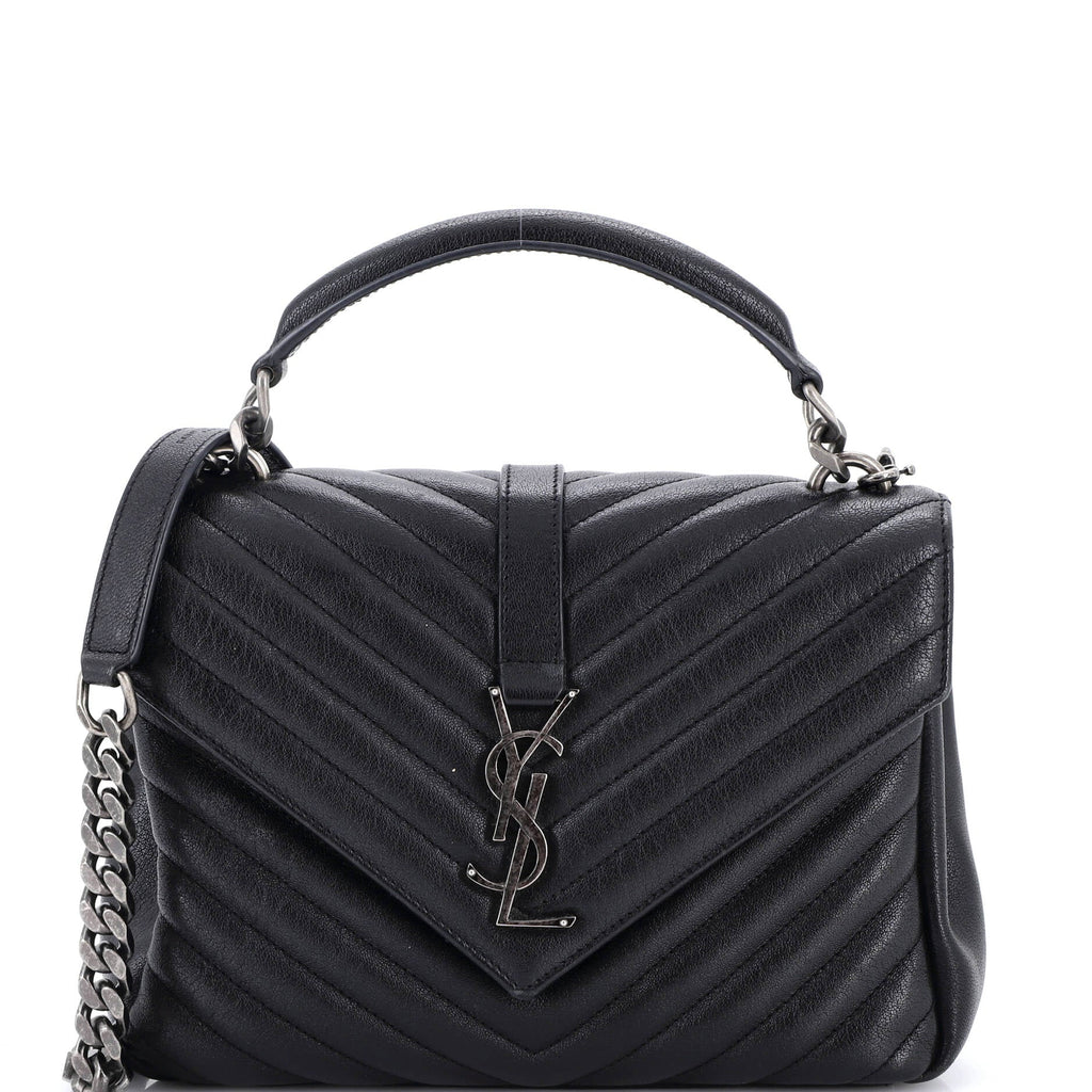 Classic Monogram College Bag Matelasse Chevron Leather Medium