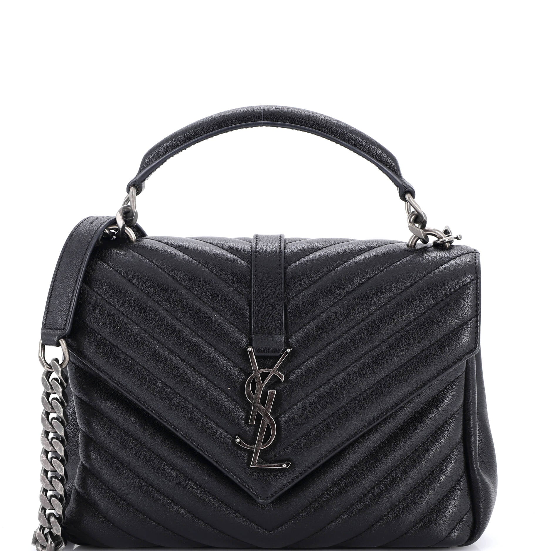 Classic Monogram College Bag Matelasse Chevron Leather Medium