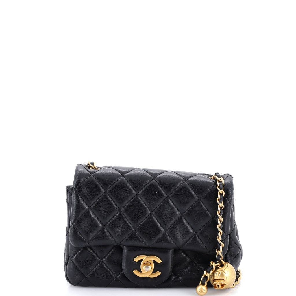 Pearl Crush Square Flap Bag Quilted Lambskin Mini