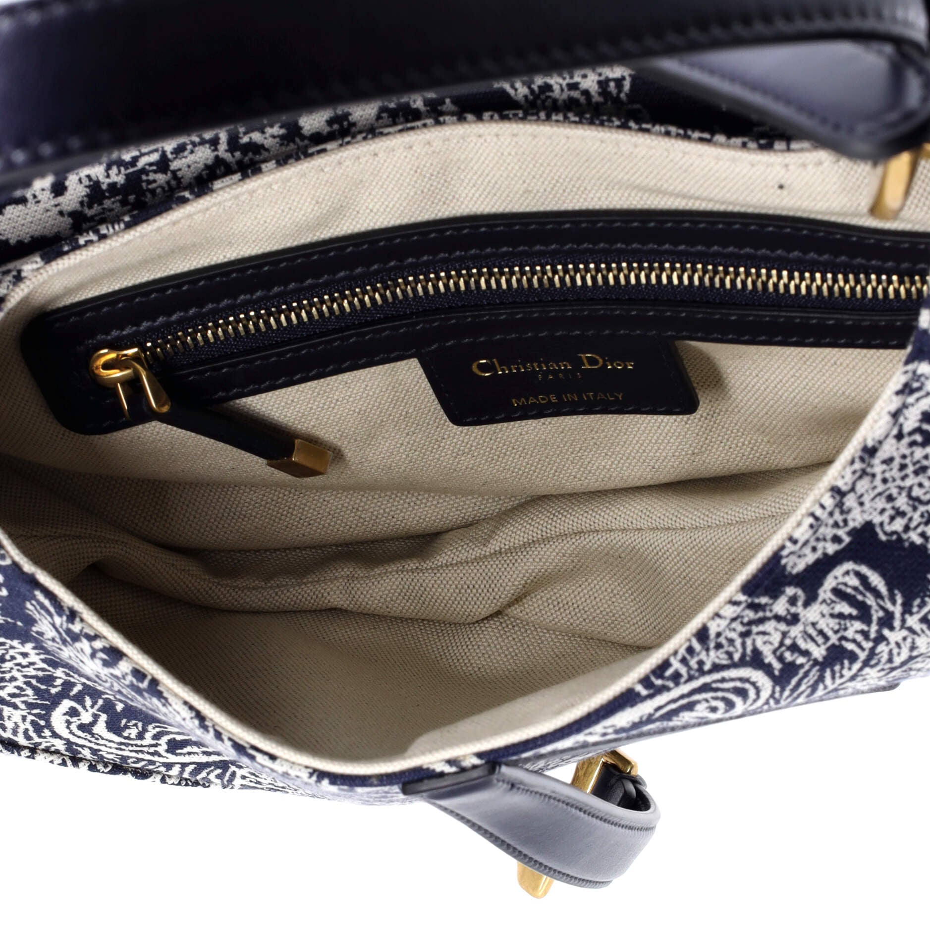 Toile De Jouy Saddle Bag Embroidered Canvas Medium