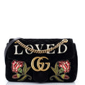 GG Marmont Flap Bag Embroidered Matelasse Velvet Medium