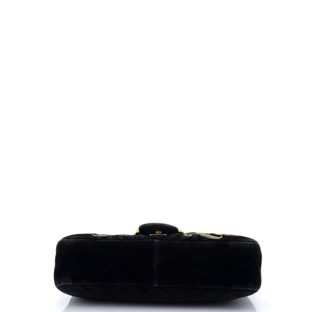 GG Marmont Flap Bag Embroidered Matelasse Velvet Medium