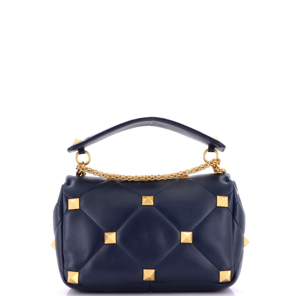 Roman Stud Flap Bag Quilted Leather Large