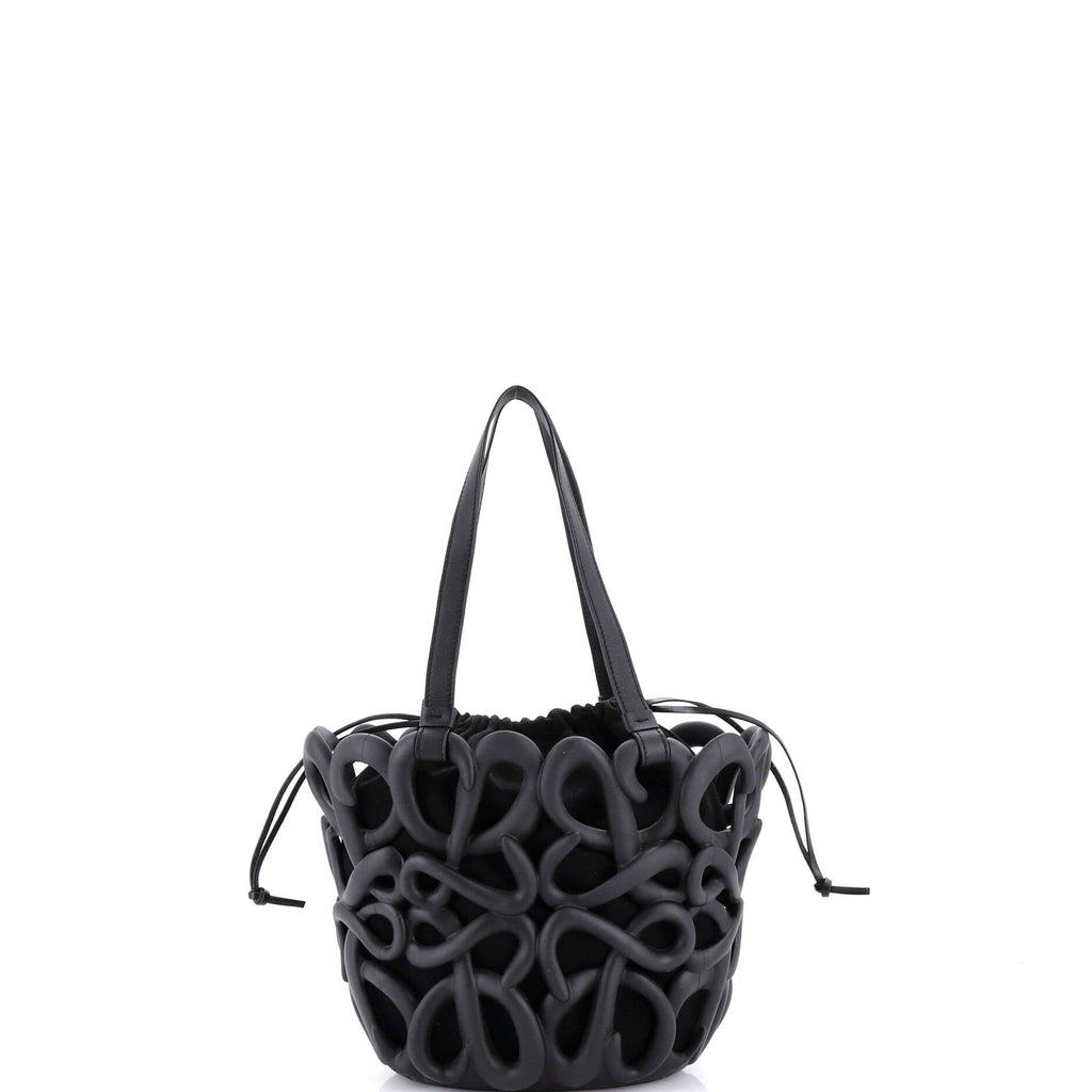 Inflated Anagram Cut Out Basket Tote Rubber and Leather Small