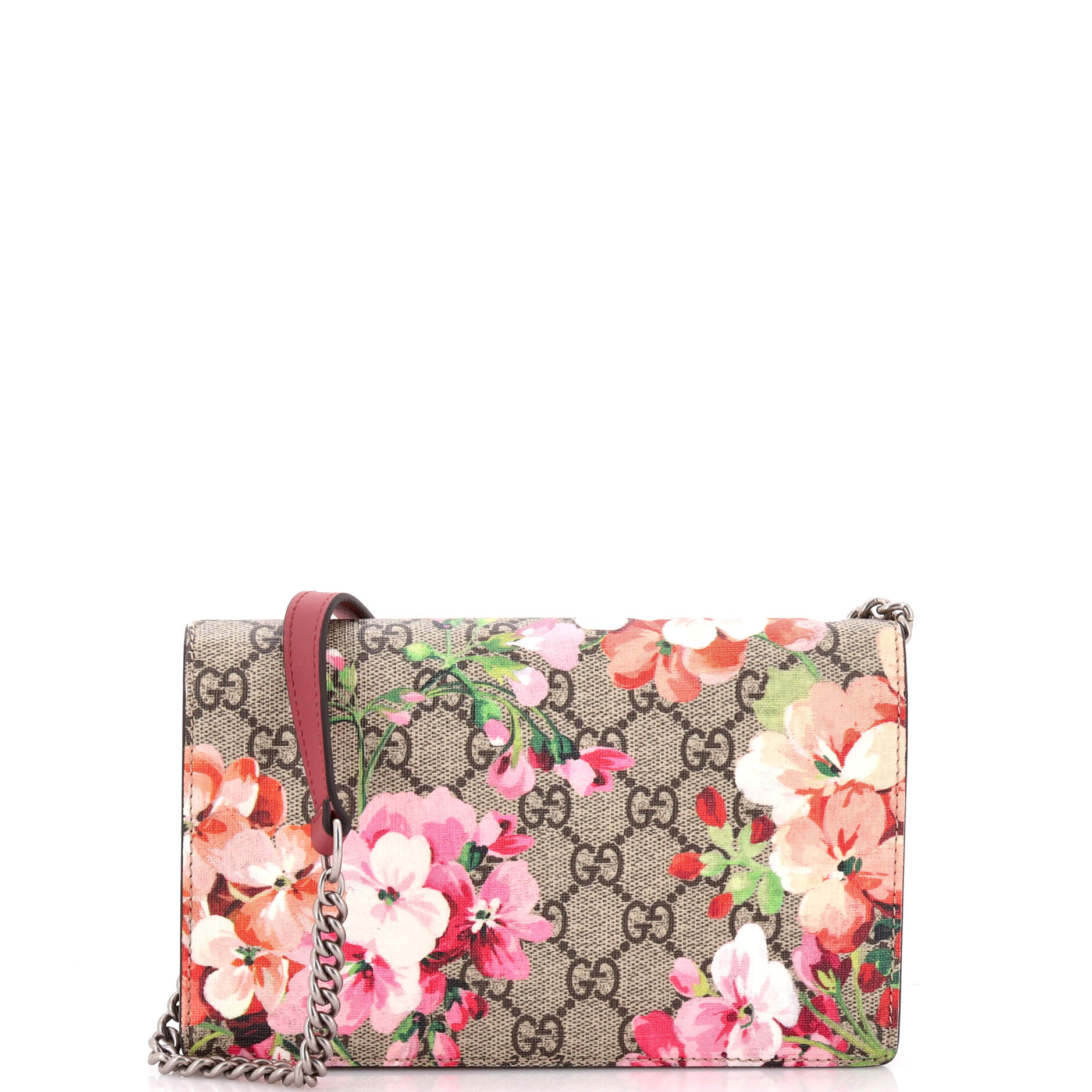 Chain Wallet Blooms Print GG Coated Canvas