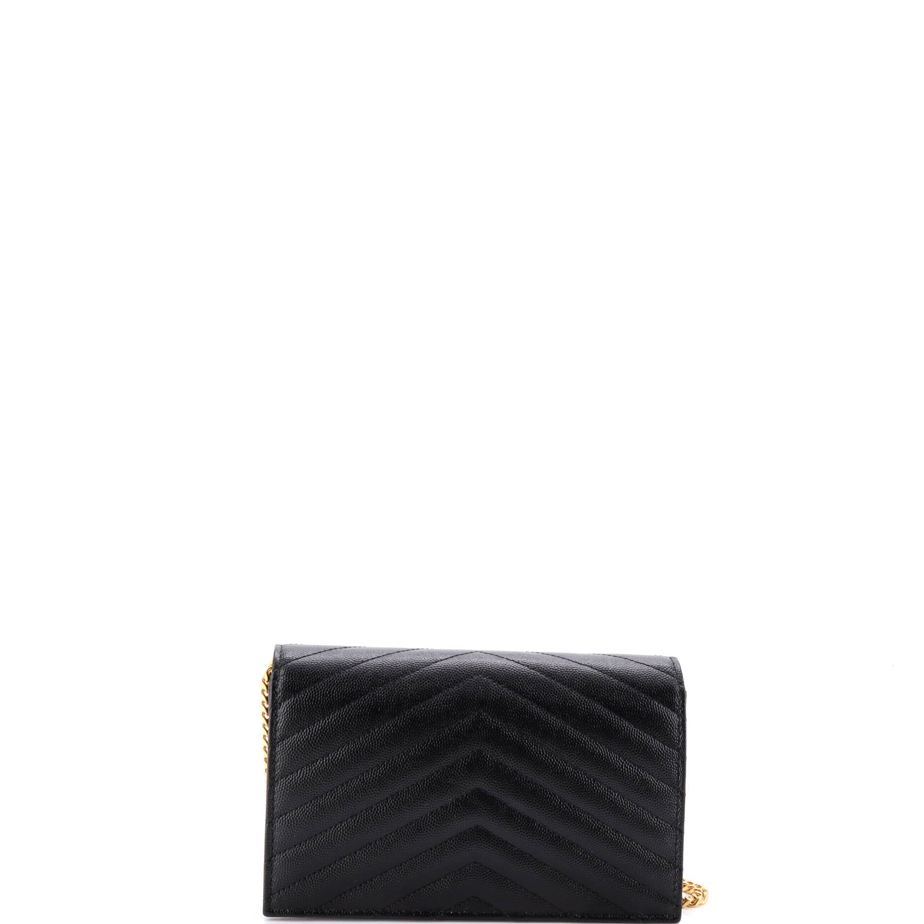 Classic Monogram Wallet on Chain Matelasse Chevron Leather Small