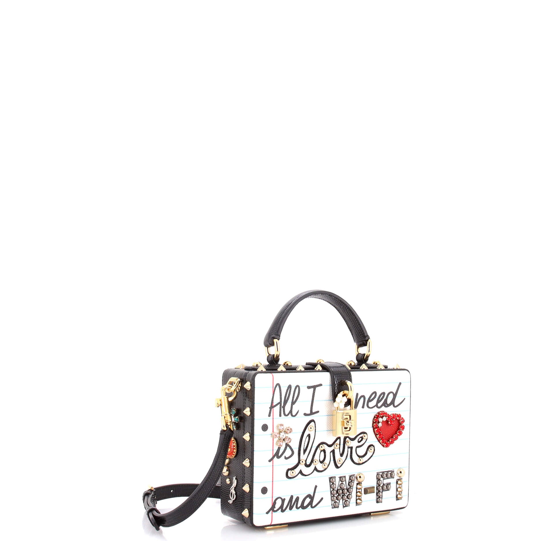 Treasure Box Bag Embellished Printed Leather Small