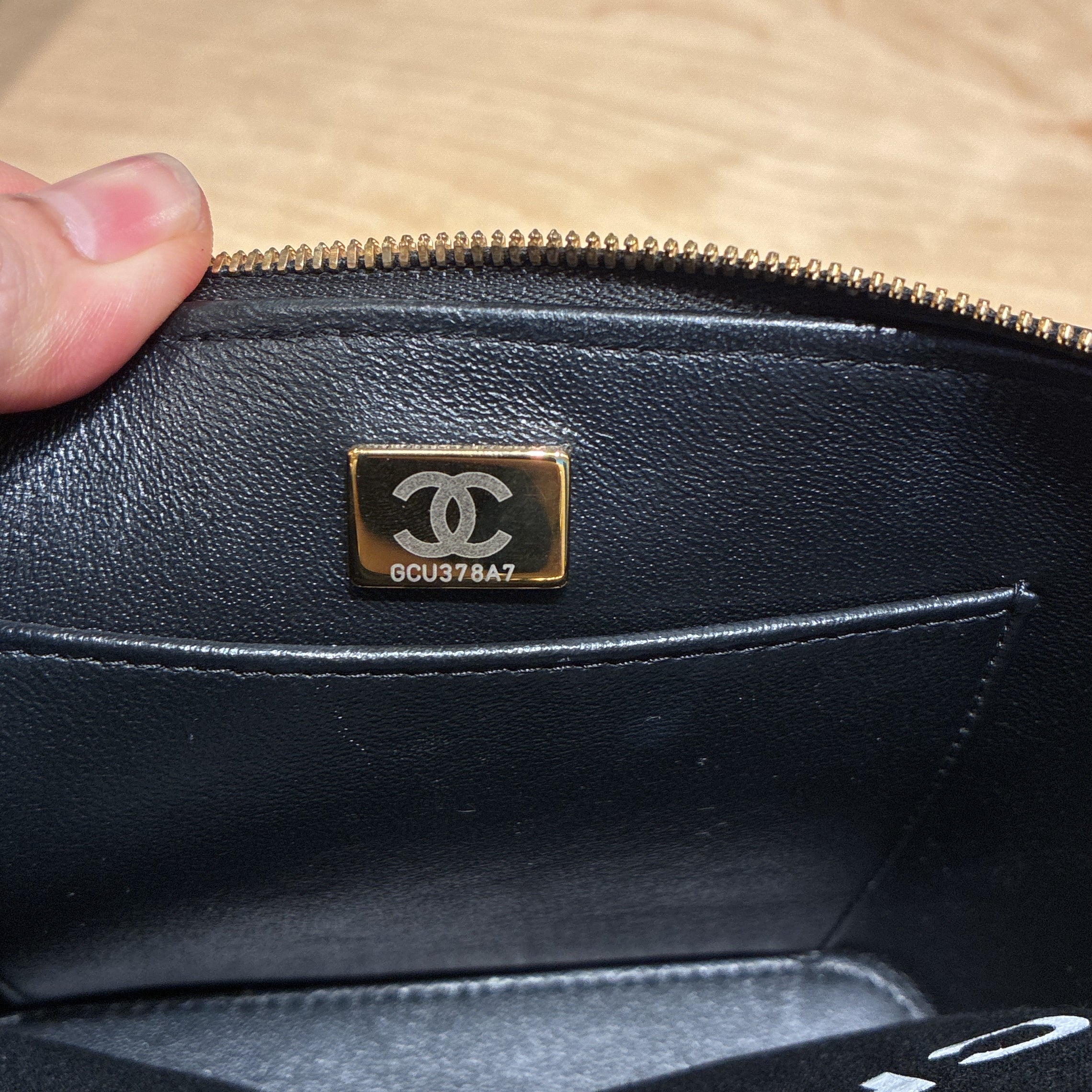 CC Top Handle Vanity Case with Chain Quilted Lambskin Small