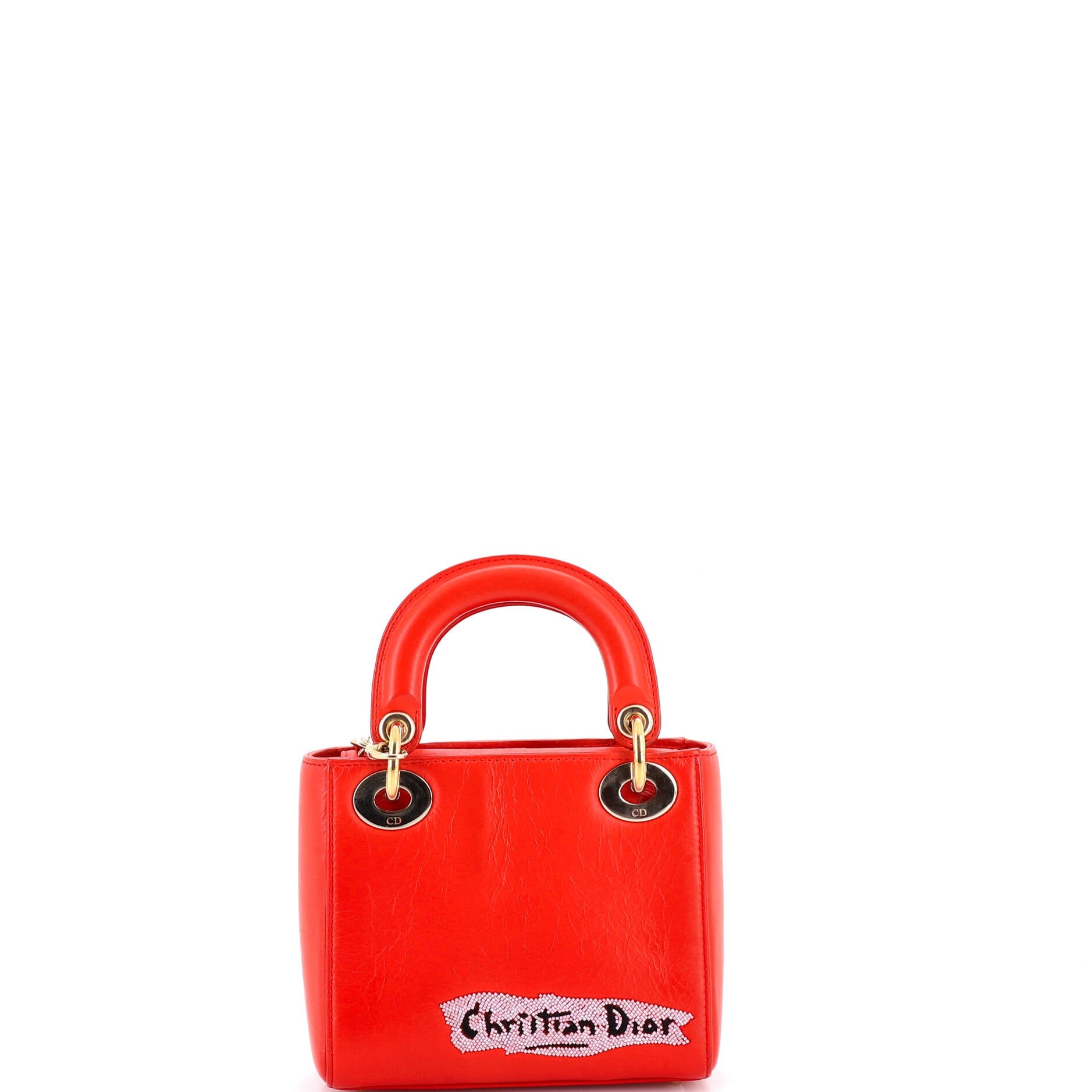 Lady Dior Chain Bag Beaded Leather Mini