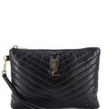 Classic Monogram Wristlet Pouch Matelasse Chevron Leather Small