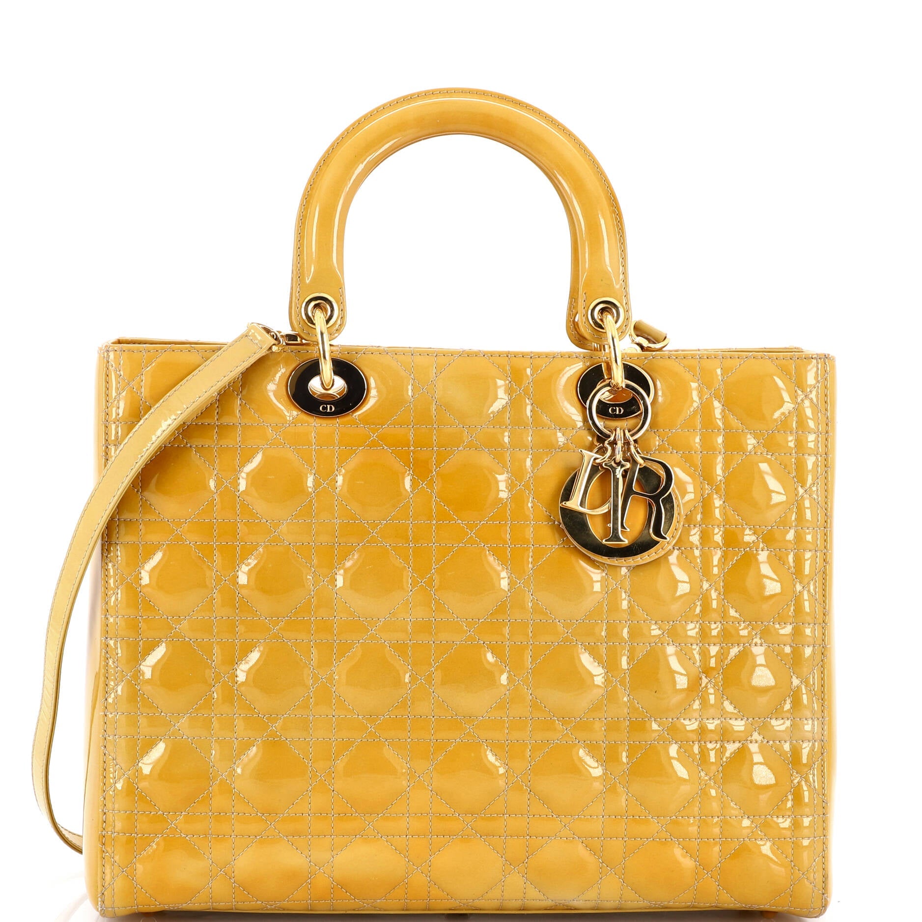 Vintage Lady Dior Bag Cannage Quilt Patent Large