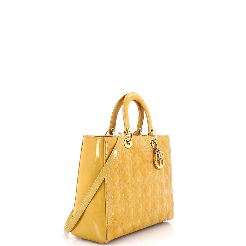 Vintage Lady Dior Bag Cannage Quilt Patent Large