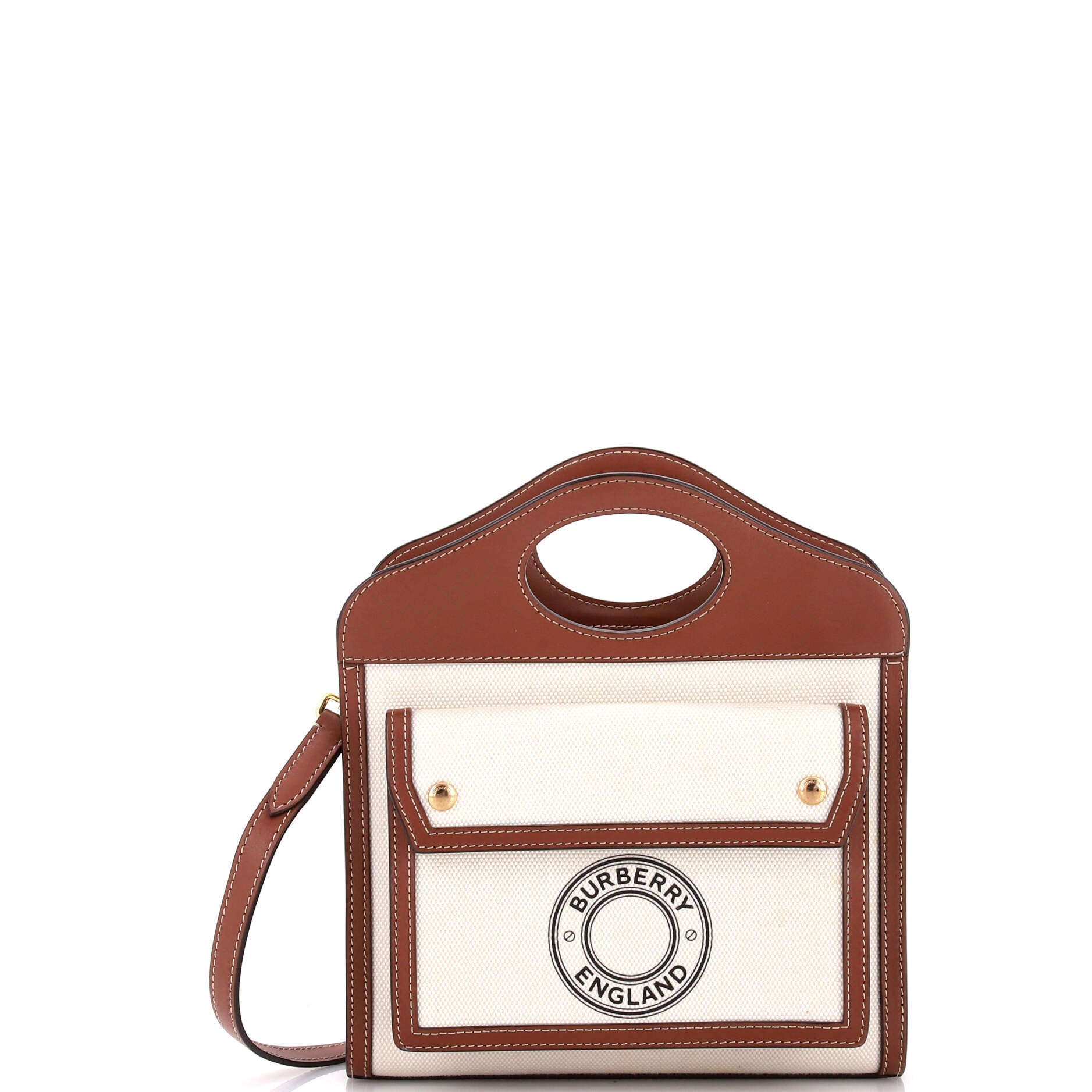 Logo Pocket Tote Canvas with Leather Mini
