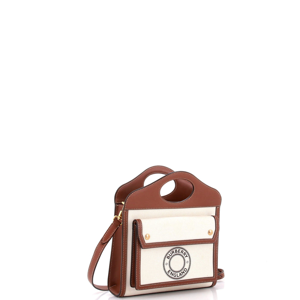 Logo Pocket Tote Canvas with Leather Mini