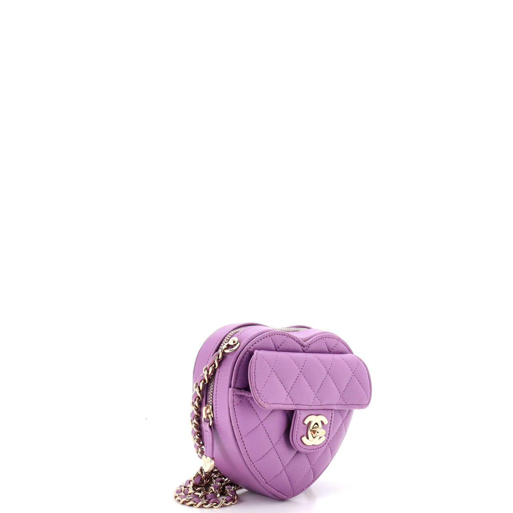 CC in Love Heart Clutch with Chain Quilted Lambskin