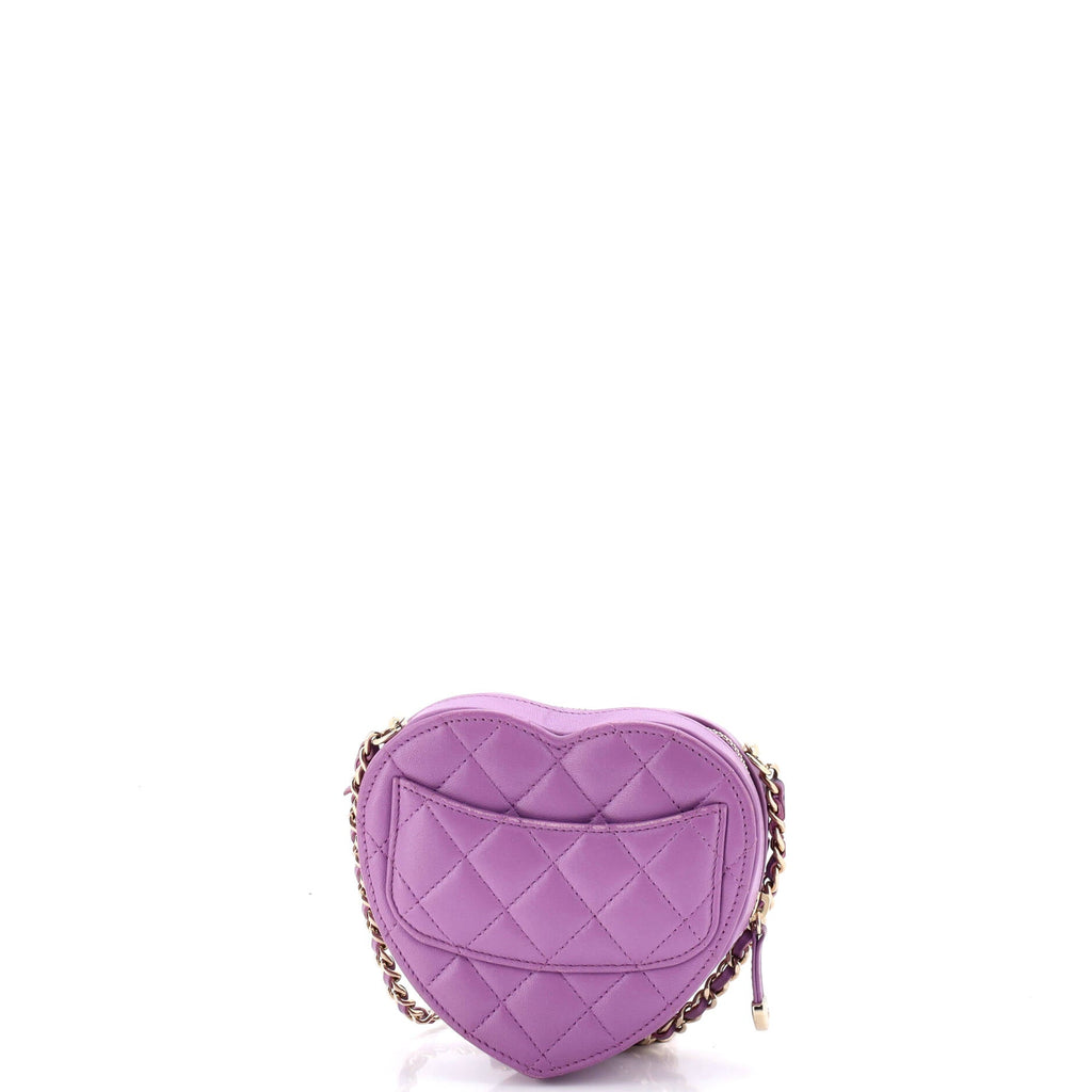 CC in Love Heart Clutch with Chain Quilted Lambskin