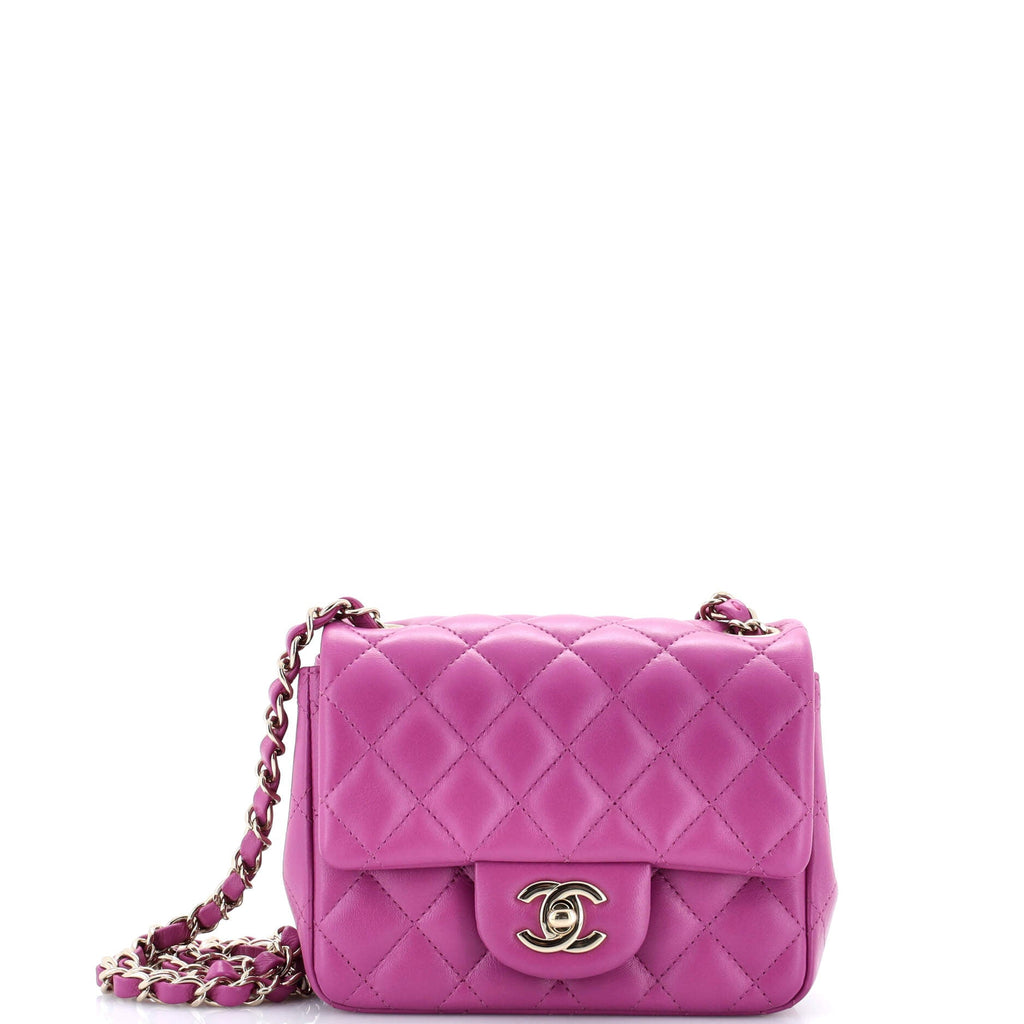 Square Classic Single Flap Bag Quilted Lambskin Mini