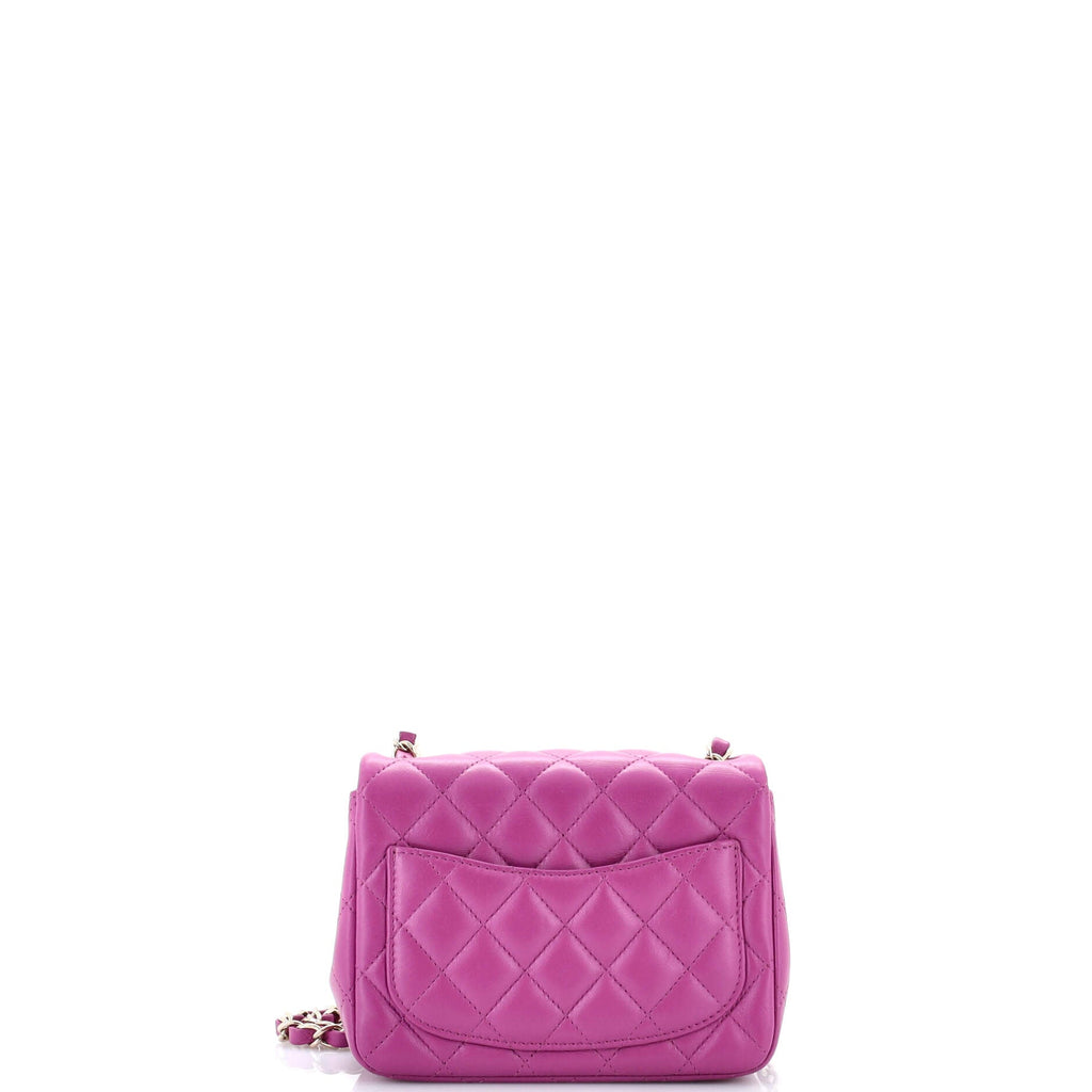 Square Classic Single Flap Bag Quilted Lambskin Mini
