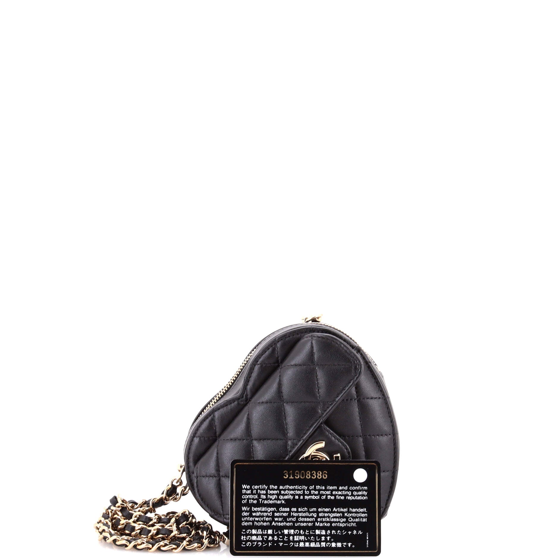 CC in Love Heart Clutch with Chain Quilted Lambskin