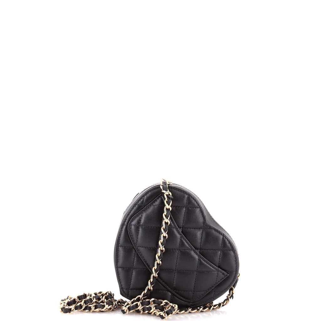 CC in Love Heart Clutch with Chain Quilted Lambskin