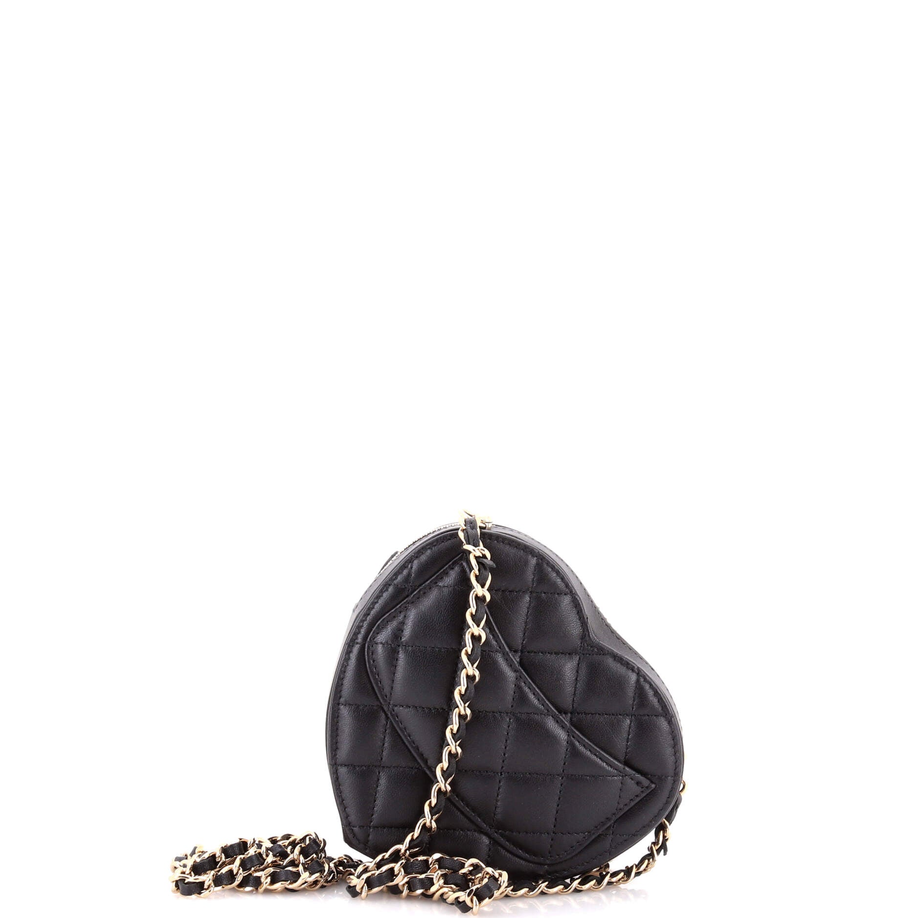 CC in Love Heart Clutch with Chain Quilted Lambskin