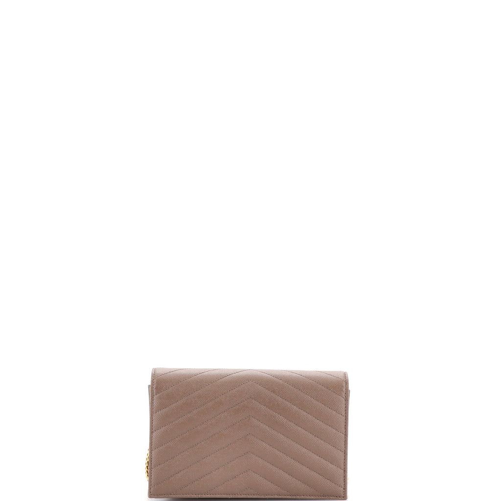 Classic Monogram Wallet on Chain Matelasse Chevron Leather Small