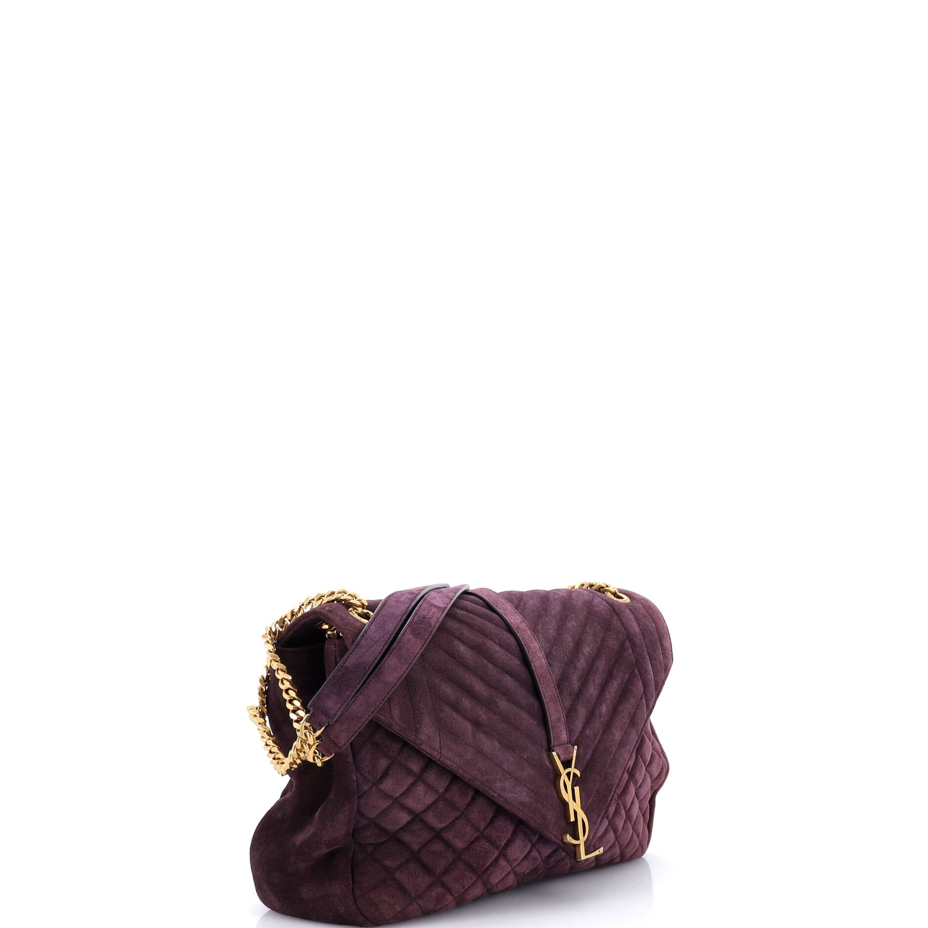 Classic Monogram Slouchy Envelope Satchel Quilted Suede Large