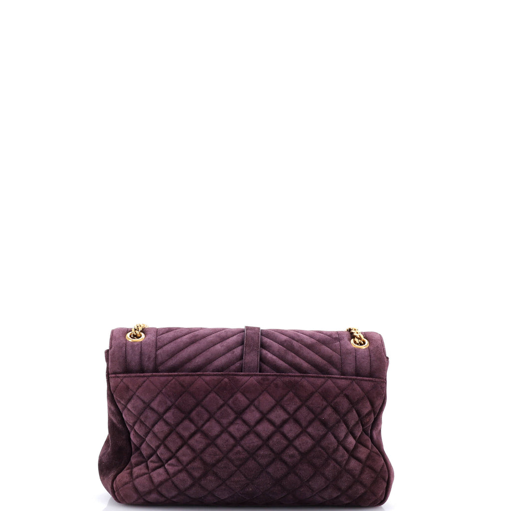 Classic Monogram Slouchy Envelope Satchel Quilted Suede Large