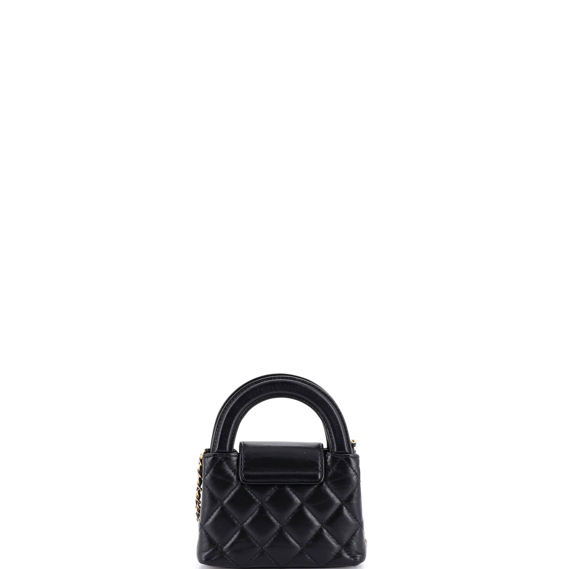 Kelly Top Handle Shopping Bag Quilted Shiny Aged Calfskin Nano