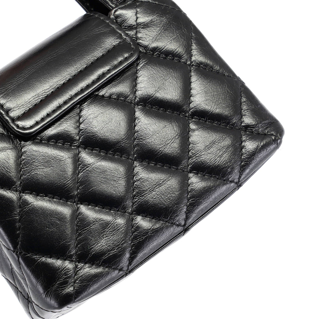 Kelly Top Handle Shopping Bag Quilted Shiny Aged Calfskin Nano