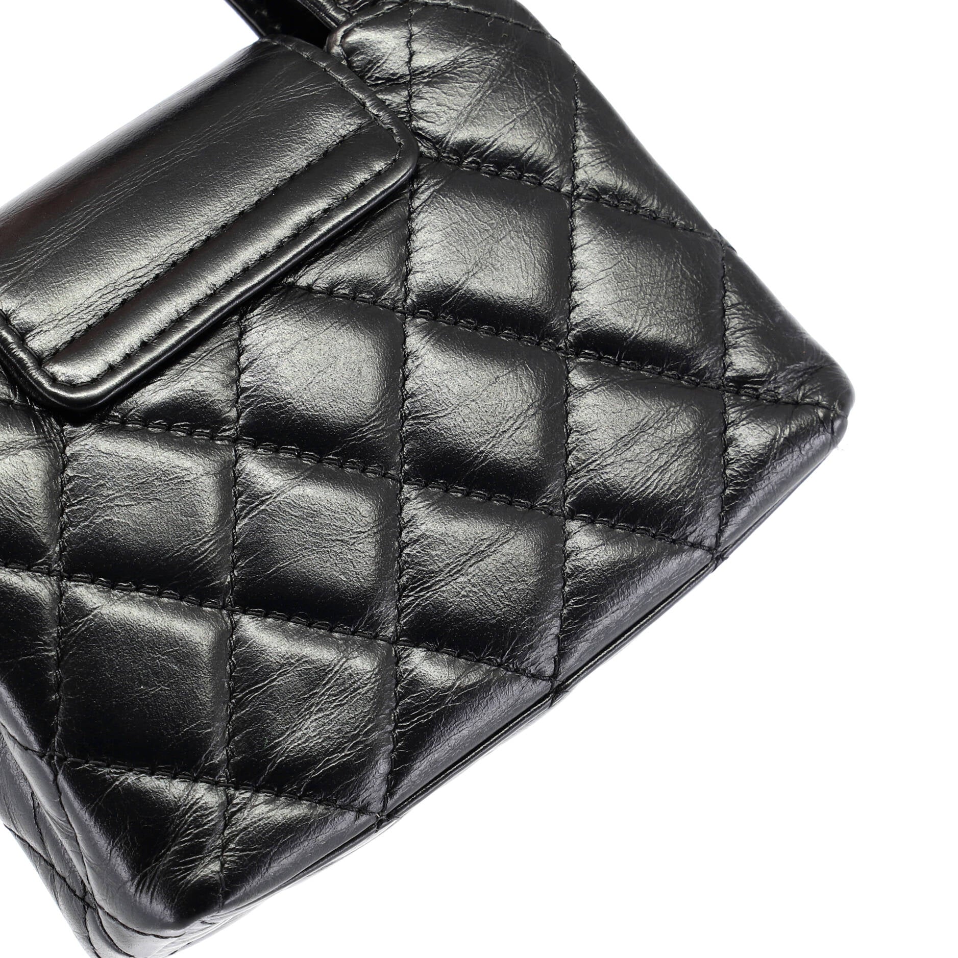 Kelly Top Handle Shopping Bag Quilted Shiny Aged Calfskin Nano