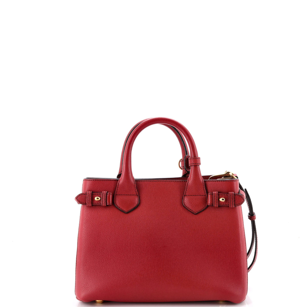 Banner Tote Leather and House Check Canvas Small