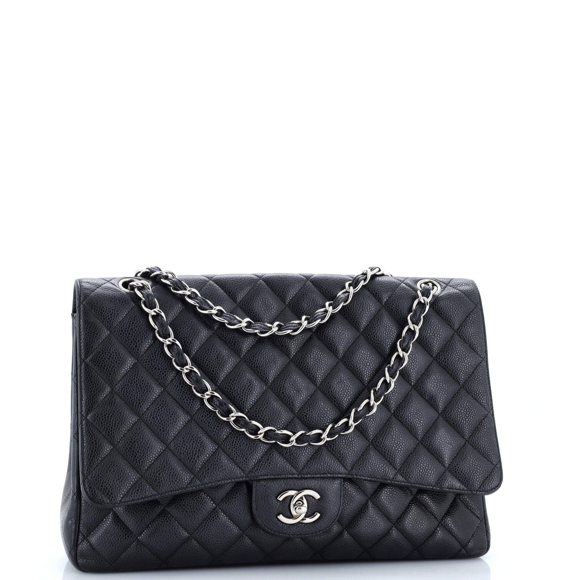 Classic Single Flap Bag Quilted Caviar Maxi