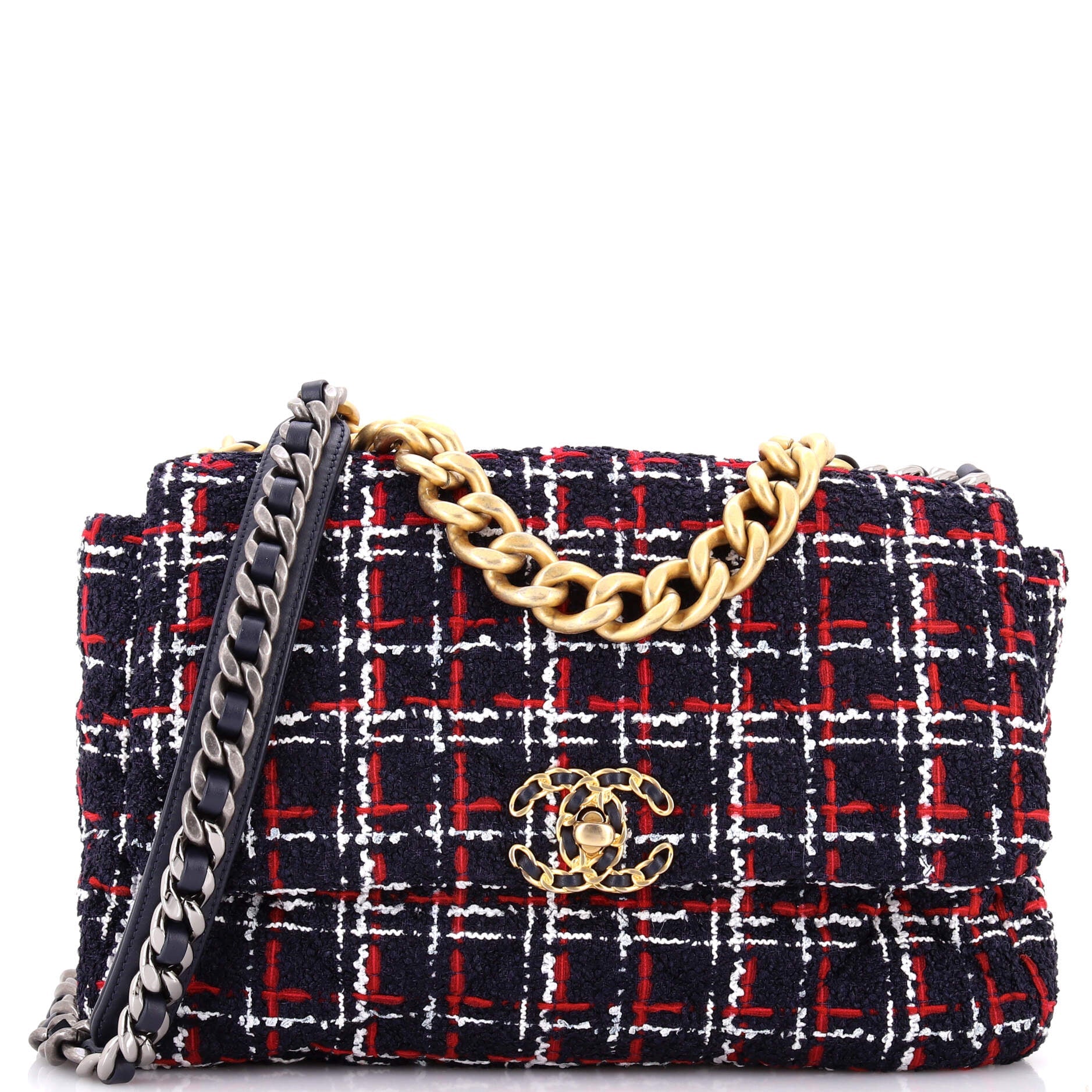 19 Flap Bag Quilted Tweed Large