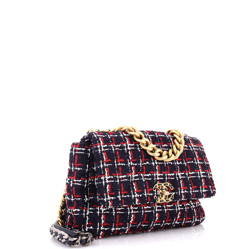 19 Flap Bag Quilted Tweed Large