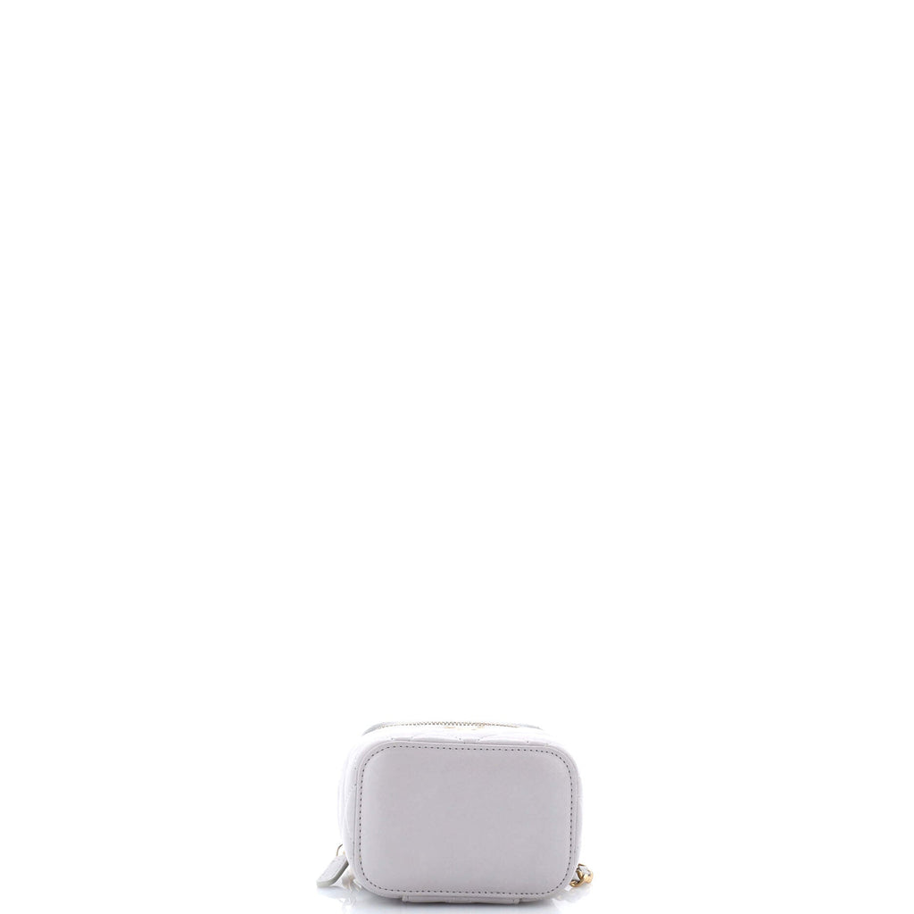 Classic Top Handle Vanity Case with Chain Quilted Lambskin Mini