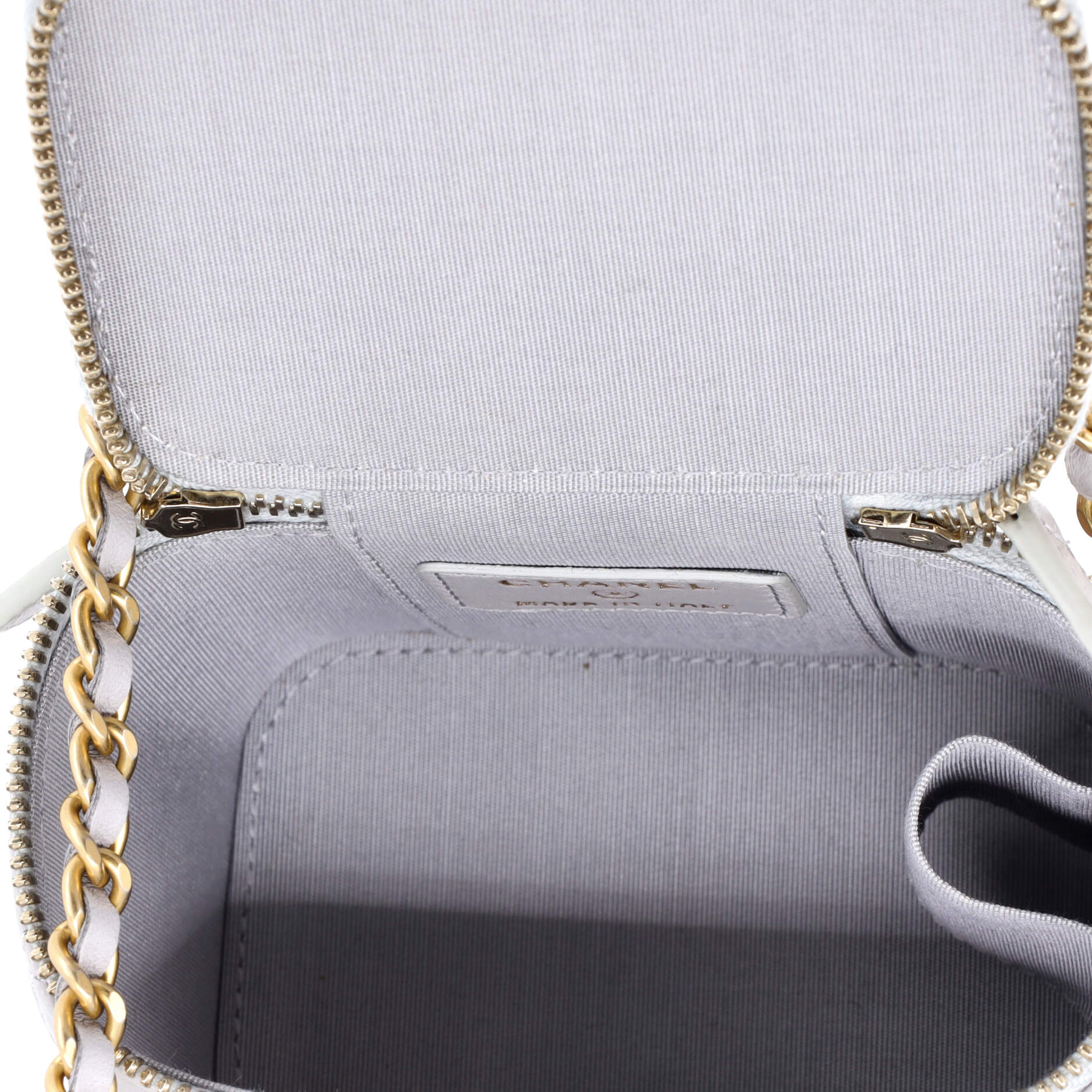 Classic Top Handle Vanity Case with Chain Quilted Lambskin Mini