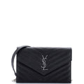 Classic Monogram Wallet on Chain Matelasse Chevron Leather Small
