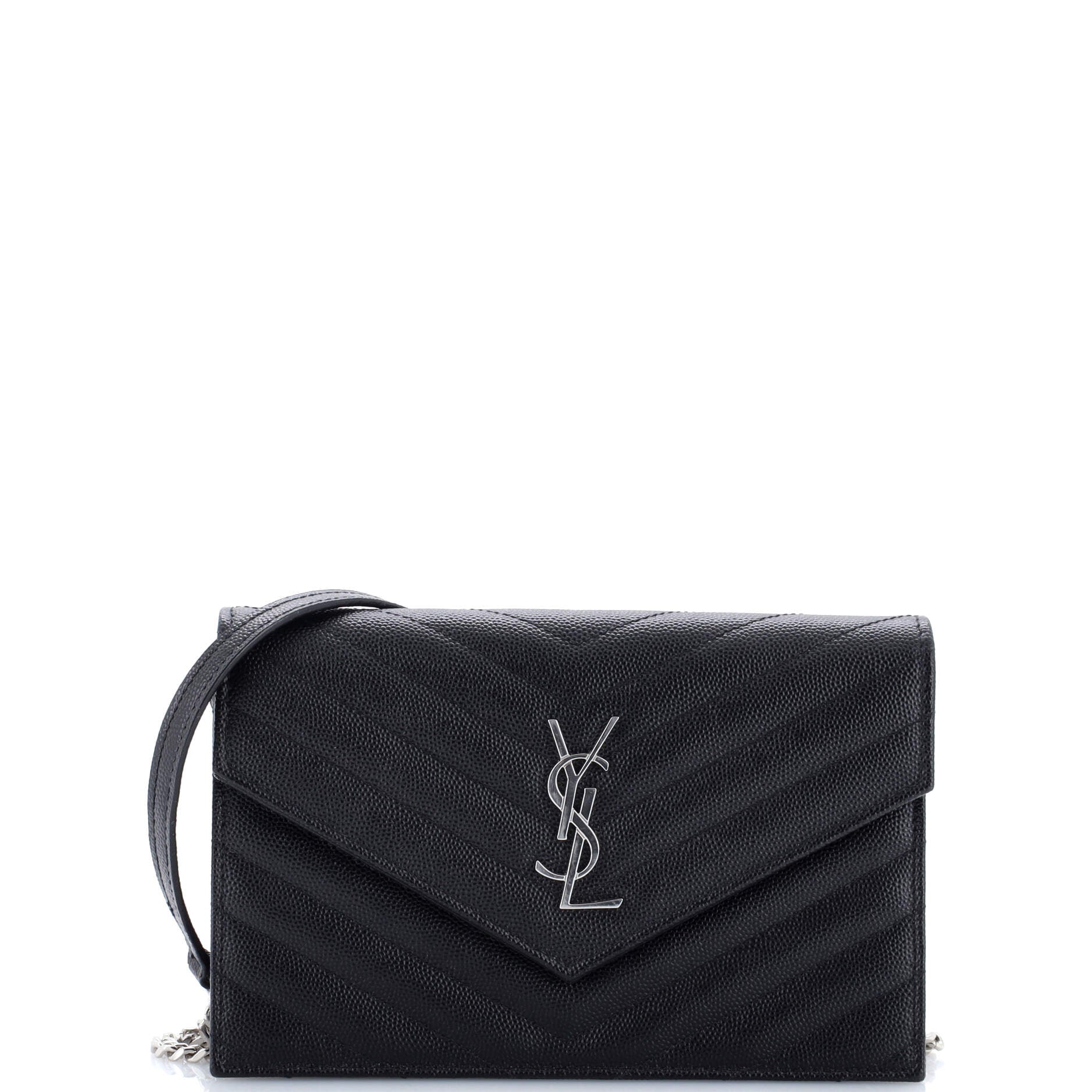 Classic Monogram Wallet on Chain Matelasse Chevron Leather Small