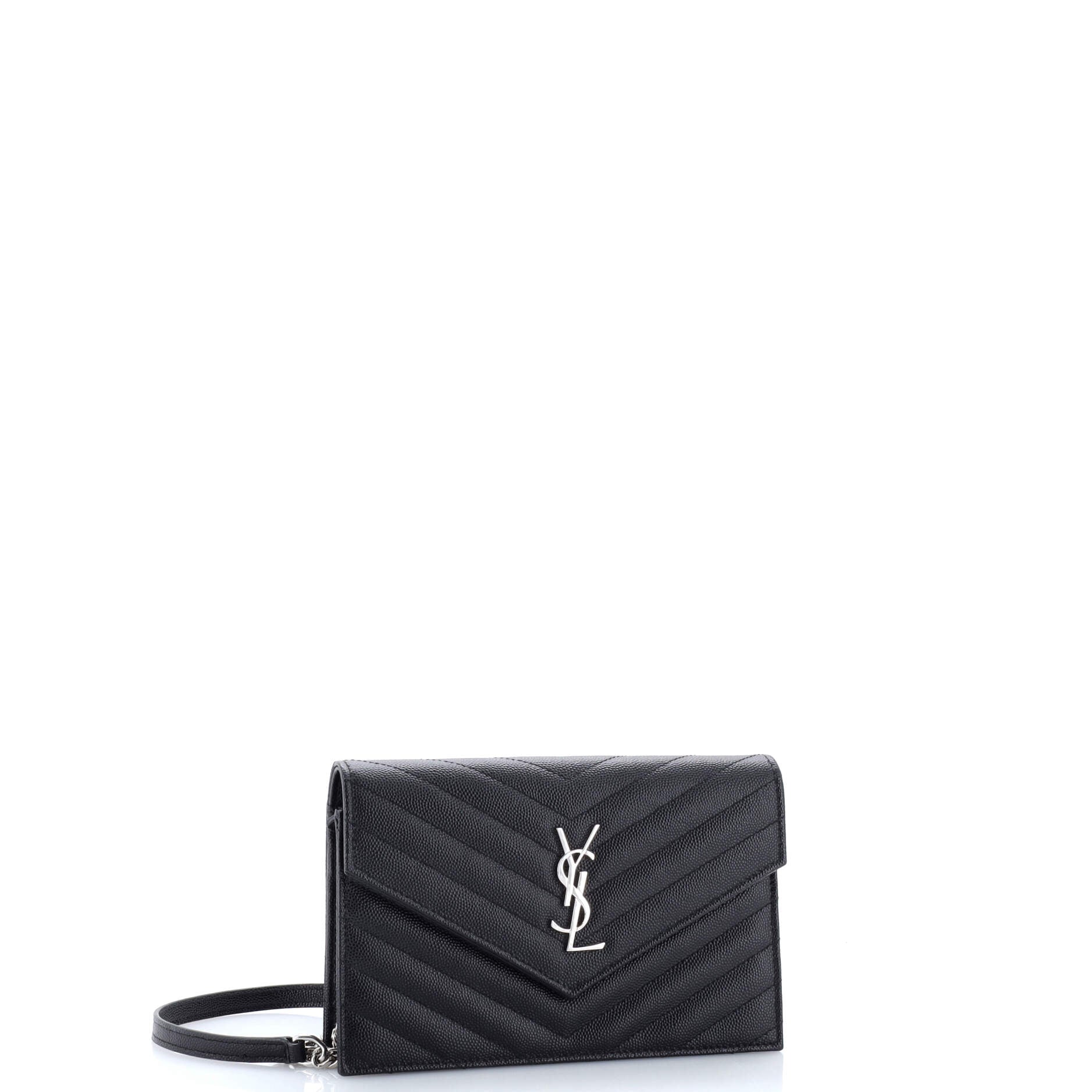 Classic Monogram Wallet on Chain Matelasse Chevron Leather Small