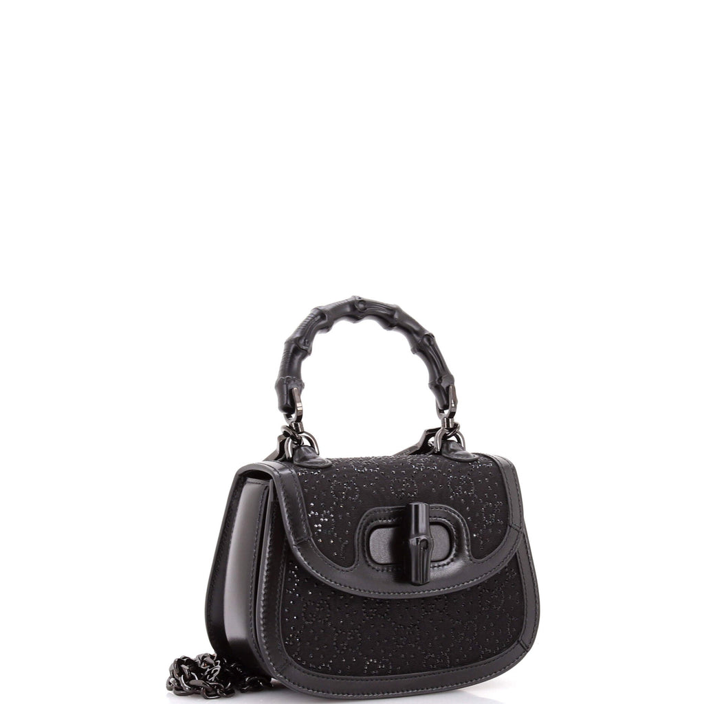 Bamboo 1947 Top Handle Bag Crystal Embellished GG Canvas Mini