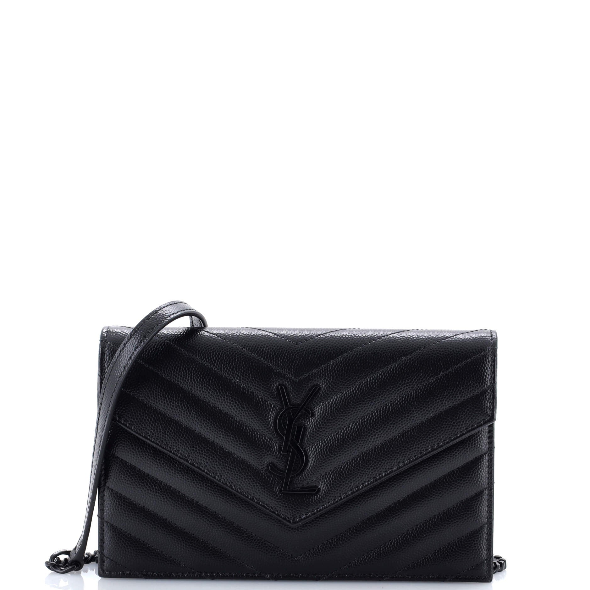 Classic Monogram Wallet on Chain Matelasse Chevron Leather Small