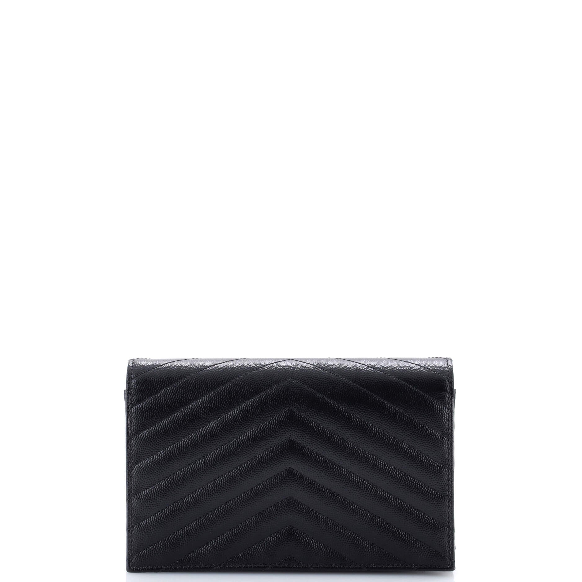 Classic Monogram Wallet on Chain Matelasse Chevron Leather Small