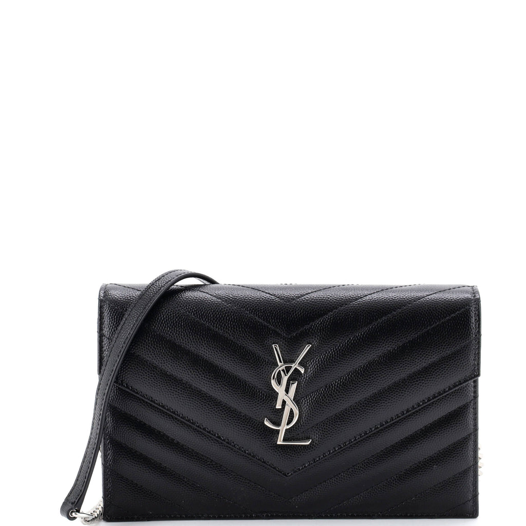 Classic Monogram Wallet on Chain Matelasse Chevron Leather Small