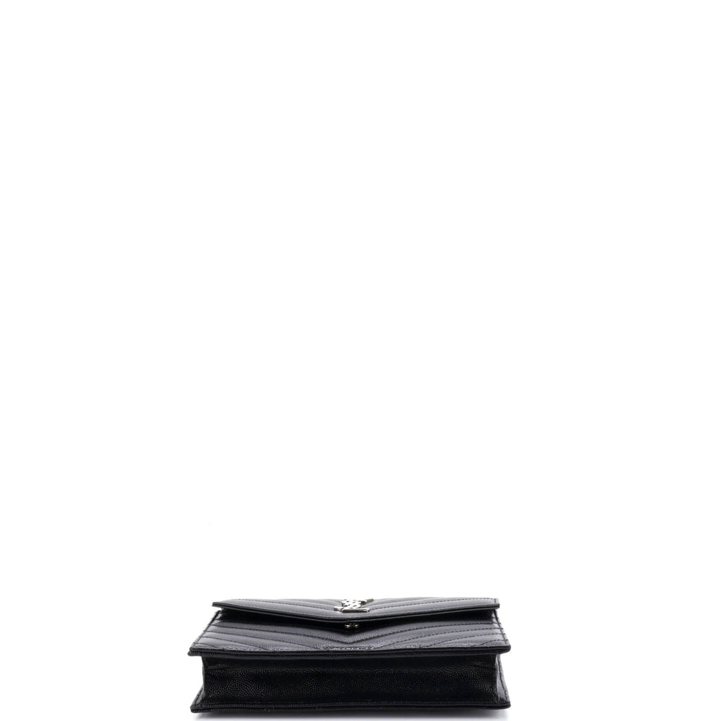 Classic Monogram Wallet on Chain Matelasse Chevron Leather Small